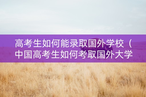 高考生如何能录取国外学校（中国高考生如何考取国外大学）