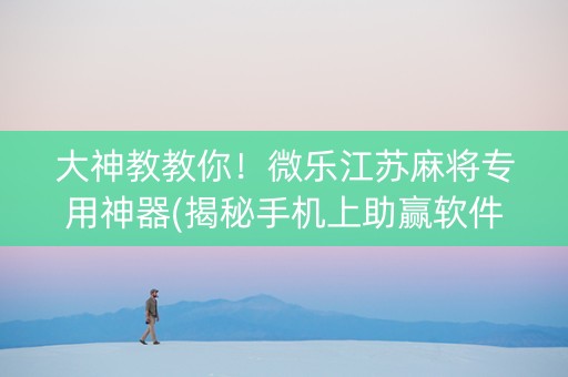 大神教教你！微乐江苏麻将专用神器(揭秘手机上助赢软件)