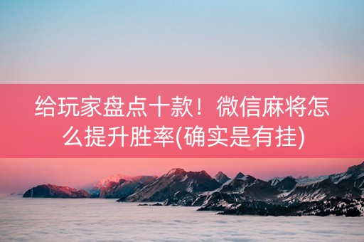 给玩家盘点十款！微信麻将怎么提升胜率(确实是有挂)