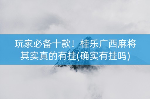 玩家必备十款！桂乐广西麻将其实真的有挂(确实有挂吗)