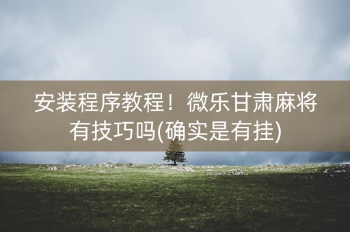 安装程序教程！微乐甘肃麻将有技巧吗(确实是有挂)