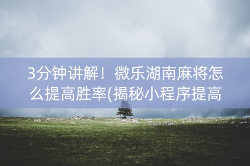 3分钟讲解！微乐湖南麻将怎么提高胜率(揭秘小程序提高胜率)