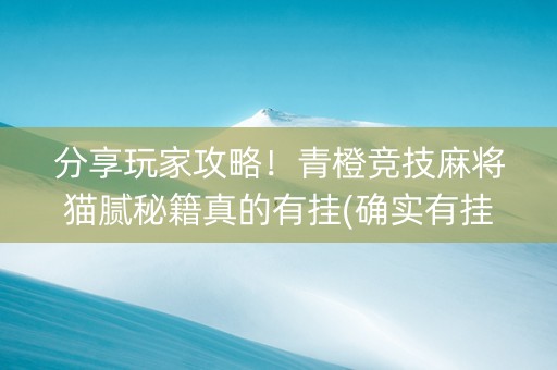 分享玩家攻略！青橙竞技麻将猫腻秘籍真的有挂(确实有挂)