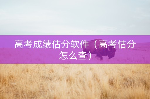 高考成绩估分软件（高考估分怎么查）