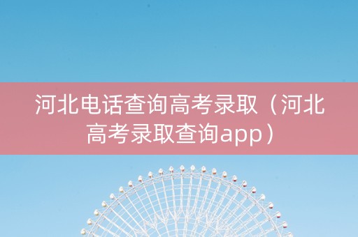 河北电话查询高考录取（河北高考录取查询app）