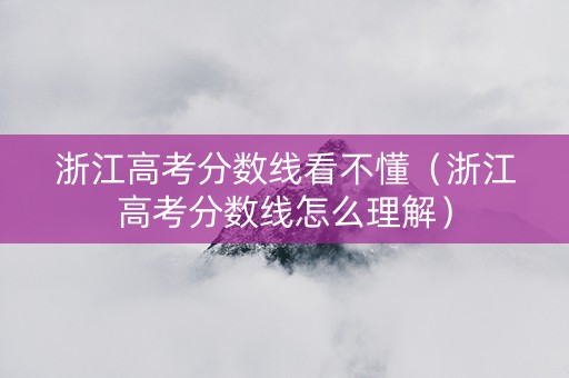 浙江高考分数线看不懂（浙江高考分数线怎么理解）