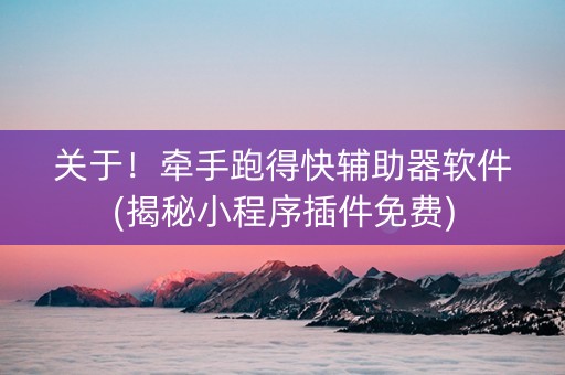 关于！牵手跑得快辅助器软件(揭秘小程序插件免费)