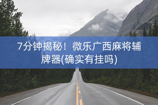 7分钟揭秘！微乐广西麻将辅牌器(确实有挂吗)