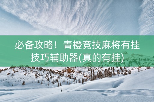 必备攻略！青橙竞技麻将有挂技巧辅助器(真的有挂)