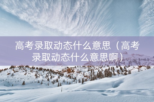 高考录取动态什么意思（高考录取动态什么意思啊）