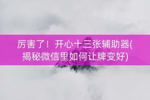 厉害了！开心十三张辅助器(揭秘微信里如何让牌变好)
