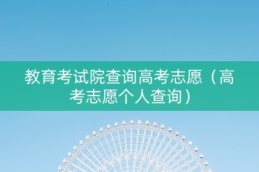 教育考试院查询高考志愿（高考志愿个人查询）