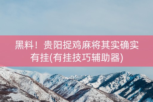 黑料！贵阳捉鸡麻将其实确实有挂(有挂技巧辅助器)