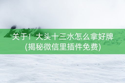 关于！大头十三水怎么拿好牌(揭秘微信里插件免费)