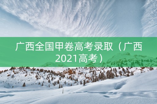 广西全国甲卷高考录取（广西2021高考）