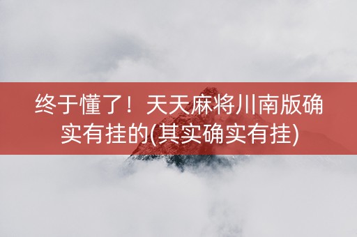 终于懂了！天天麻将川南版确实有挂的(其实确实有挂)