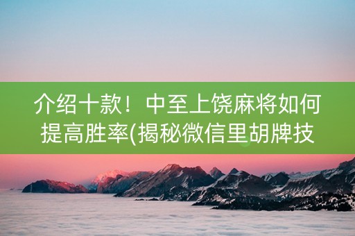 介绍十款！中至上饶麻将如何提高胜率(揭秘微信里胡牌技巧)