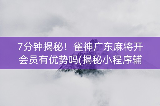7分钟揭秘！雀神广东麻将开会员有优势吗(揭秘小程序辅牌器)