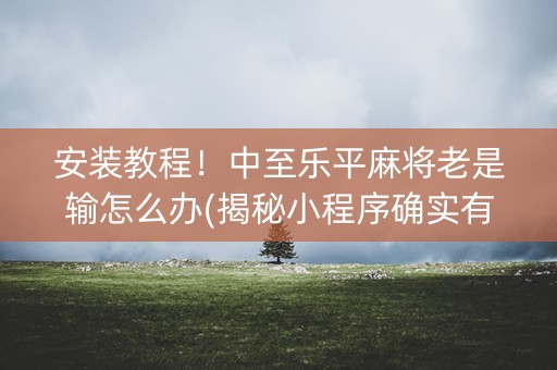 安装教程！中至乐平麻将老是输怎么办(揭秘小程序确实有猫腻)