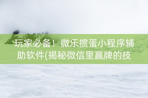 玩家必备！微乐掼蛋小程序辅助软件(揭秘微信里赢牌的技巧)