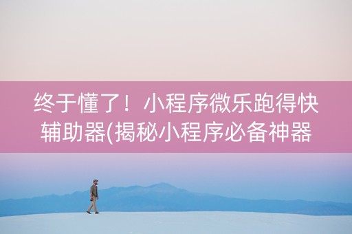 终于懂了！小程序微乐跑得快辅助器(揭秘小程序必备神器)