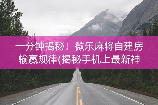 一分钟揭秘！微乐麻将自建房输赢规律(揭秘手机上最新神器下载)