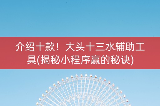 介绍十款！大头十三水辅助工具(揭秘小程序赢的秘诀)