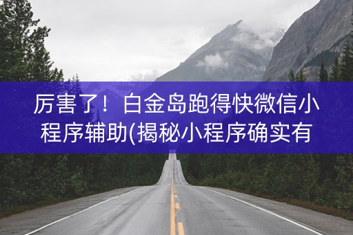 厉害了！白金岛跑得快微信小程序辅助(揭秘小程序确实有猫腻)