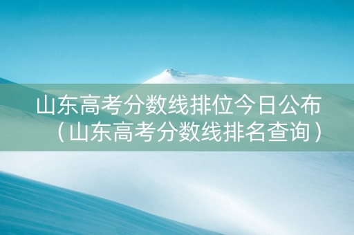 山东高考分数线排位今日公布（山东高考分数线排名查询）
