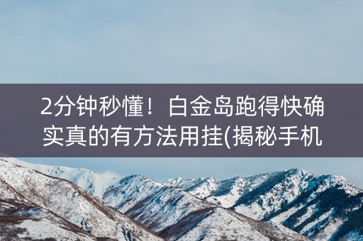 2分钟秒懂！白金岛跑得快确实真的有方法用挂(揭秘手机上输赢规律)