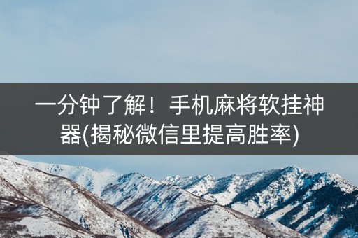 一分钟了解！手机麻将软挂神器(揭秘微信里提高胜率)