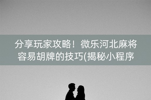 分享玩家攻略！微乐河北麻将容易胡牌的技巧(揭秘小程序插件下载)