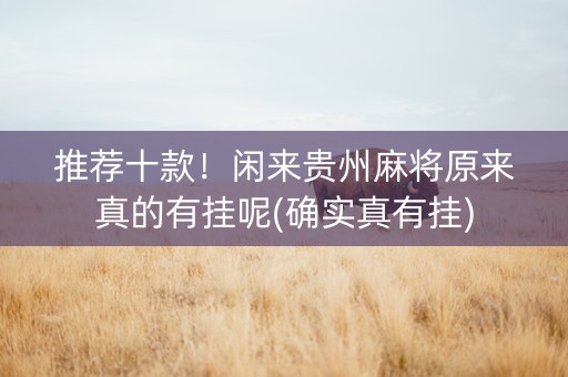 推荐十款！闲来贵州麻将原来真的有挂呢(确实真有挂)
