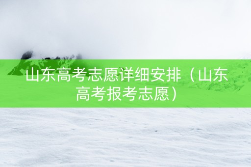 山东高考志愿详细安排（山东高考报考志愿）