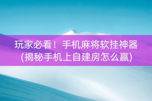 玩家必看！手机麻将软挂神器(揭秘手机上自建房怎么赢)