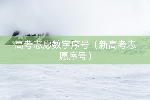 高考志愿数字序号（新高考志愿序号）