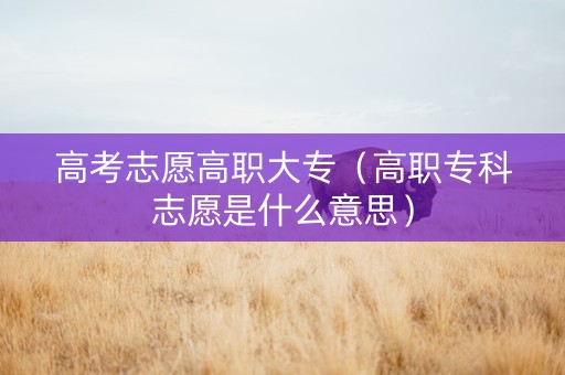 高考志愿高职大专（高职专科志愿是什么意思）