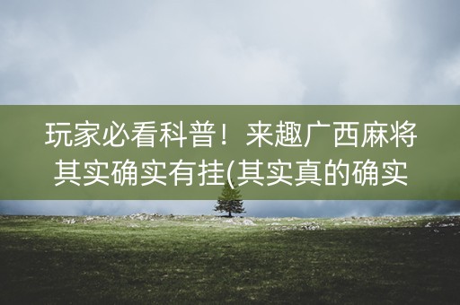 玩家必看科普！来趣广西麻将其实确实有挂(其实真的确实有挂)