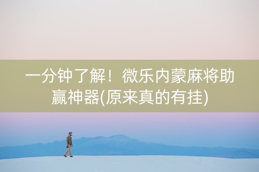 一分钟了解！微乐内蒙麻将助赢神器(原来真的有挂)