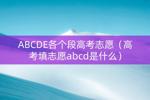 ABCDE各个段高考志愿（高考填志愿abcd是什么）