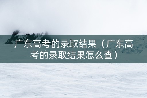 广东高考的录取结果（广东高考的录取结果怎么查）