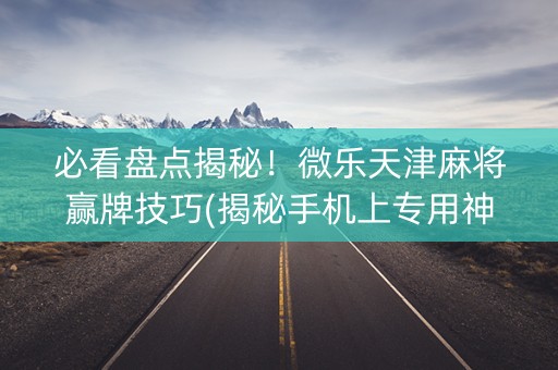 必看盘点揭秘！微乐天津麻将赢牌技巧(揭秘手机上专用神器下载)