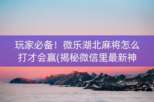 玩家必备！微乐湖北麻将怎么打才会赢(揭秘微信里最新神器下载)