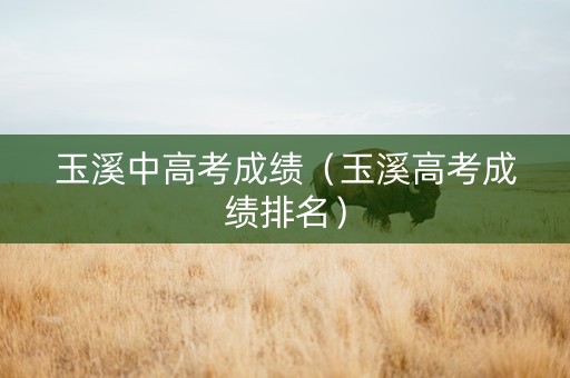 玉溪中高考成绩（玉溪高考成绩排名）