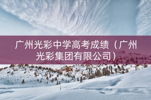 广州光彩中学高考成绩（广州光彩集团有限公司）