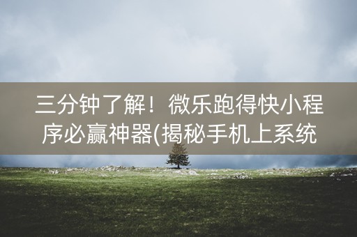 三分钟了解！微乐跑得快小程序必赢神器(揭秘手机上系统发好牌)