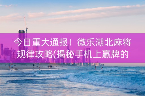 今日重大通报！微乐湖北麻将规律攻略(揭秘手机上赢牌的技巧)