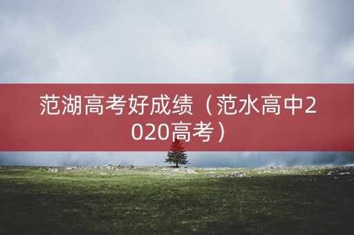 范湖高考好成绩（范水高中2020高考）