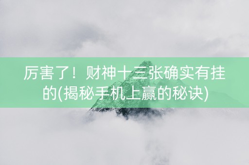 厉害了！财神十三张确实有挂的(揭秘手机上赢的秘诀)