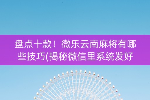 盘点十款！微乐云南麻将有哪些技巧(揭秘微信里系统发好牌)